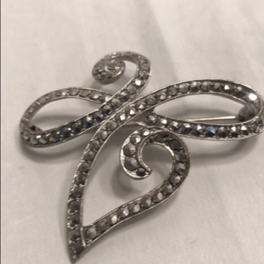 🔆 SALE! Victorian silver marcasite brooch